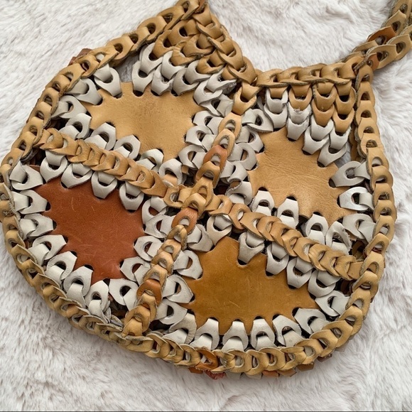 VINTAGE | 1970s Leather Chain Patchwork Shoulder Bag - Picture 5 of 12